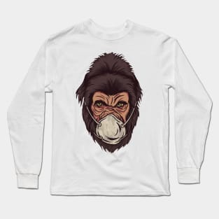 Gorilla With Face Mask Long Sleeve T-Shirt